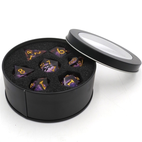 Purple Dragon Eye liquid core - Sharp edges - Dice set - Epic Dwarf Dice